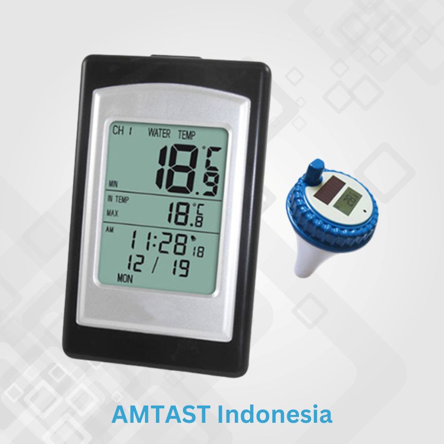 Termometer Kolam Renang Nirkabel Tenaga Surya AMTAST WT0124