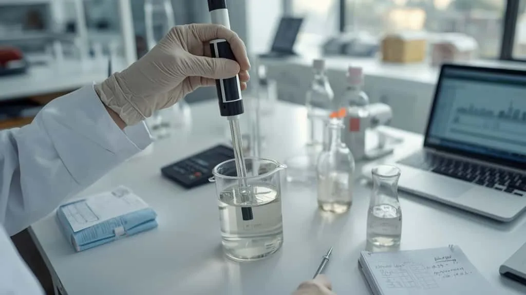 Pemilik laundry memeriksa botol detergen cair yang terpisah, menyorot masalah formulasi dan variasi kekentalan (encer vs gel)