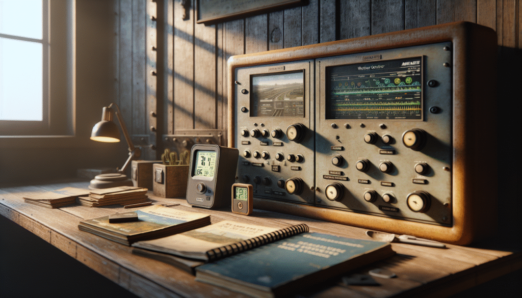 Railway control panel with integrated local weather monitoring displays for enhanced train safety.