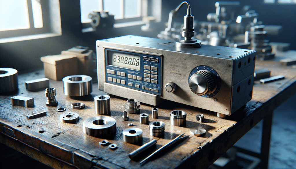 Roughness tester on an industrial workbench, performing quality inspection to prevent product failure.