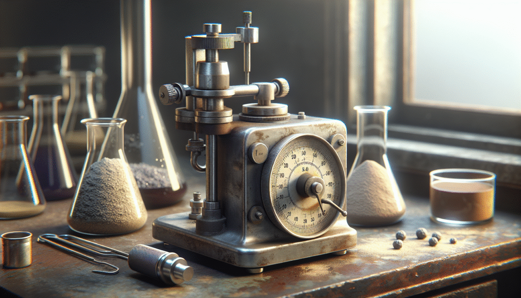 Viscometer putar di meja lab dengan bubuk, menunjukkan strategi mengontrol viskositas makanan untuk stabilitas produk.