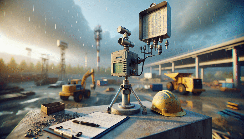 Weather station monitoring conditions at a construction site to mitigate project delay risks.