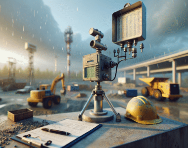 Weather station monitoring conditions at a construction site to mitigate project delay risks.