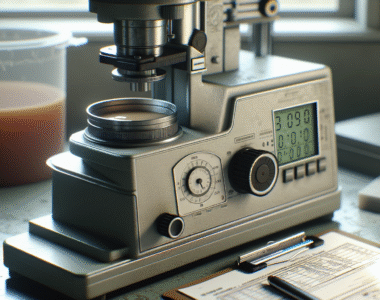 Pengukuran viskositas makanan dengan viscometer di lab, kunci kepatuhan standar HACCP dan BRC.